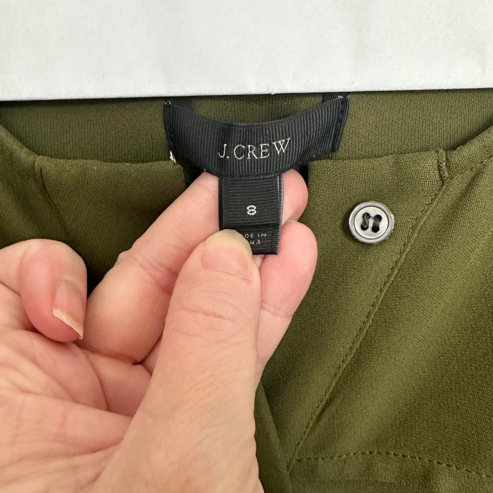 J.crew olive green covered button crepe tunic /8/ - Picture 4 of 7